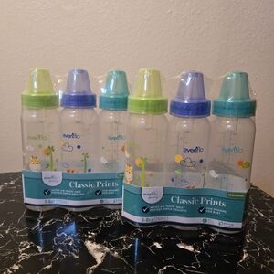 (6) Evenflo Classic Prints Baby Bottles Set